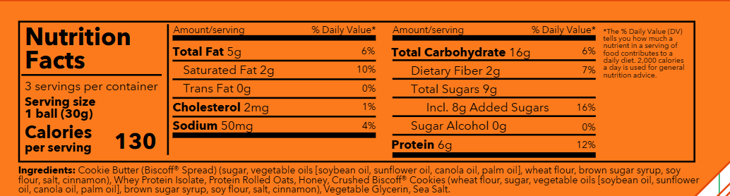 Birdie Balls Nutrition Facts - Click to enlarge
